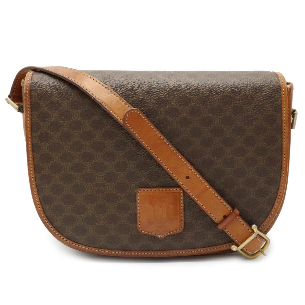 Celine Macadam Crossbody Bag leather brown dark